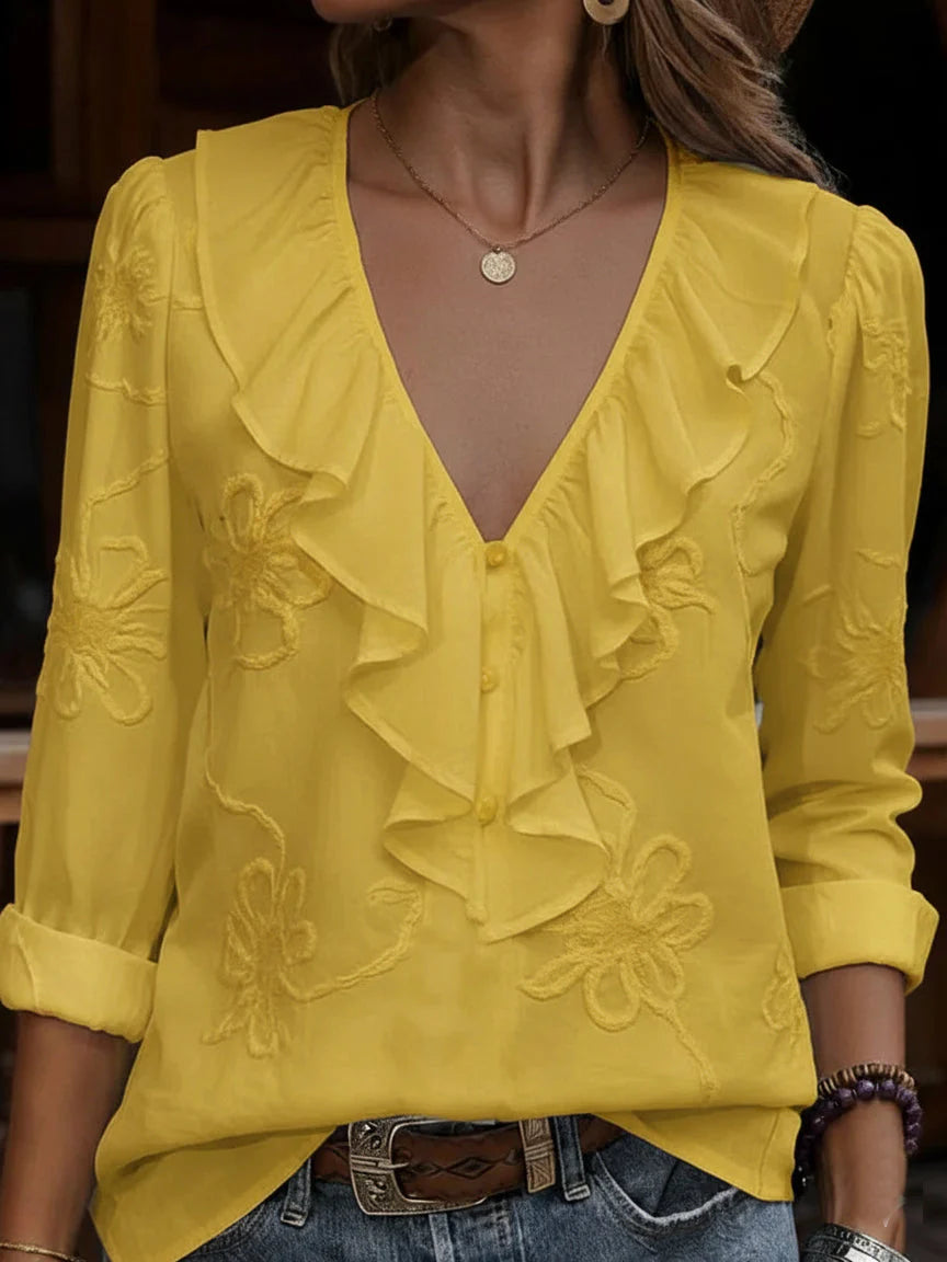 Top con scollo a V Cecilia - in seta e cotone