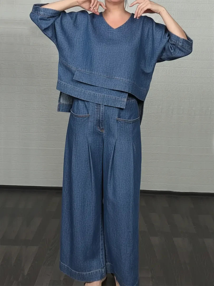 Coordinato Nadia - in cotone demin elasticizzato e leggero