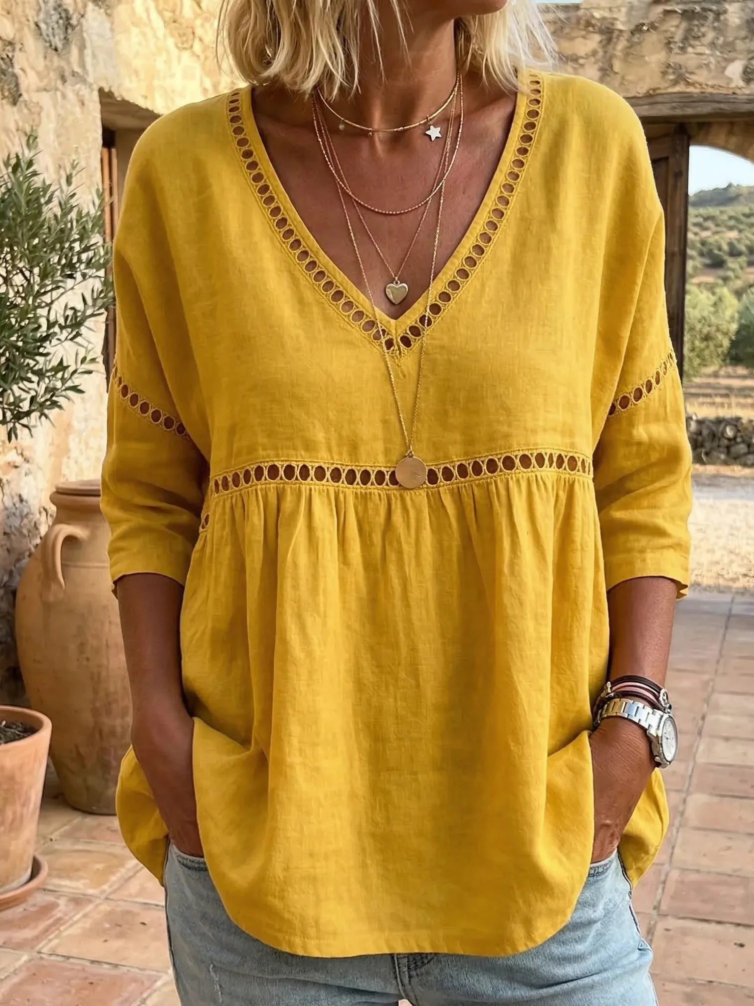Blusa Lea - in lino e cotone