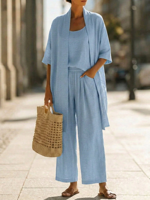 Coordinato Arianna - set 3 pezzi in lino e cotone