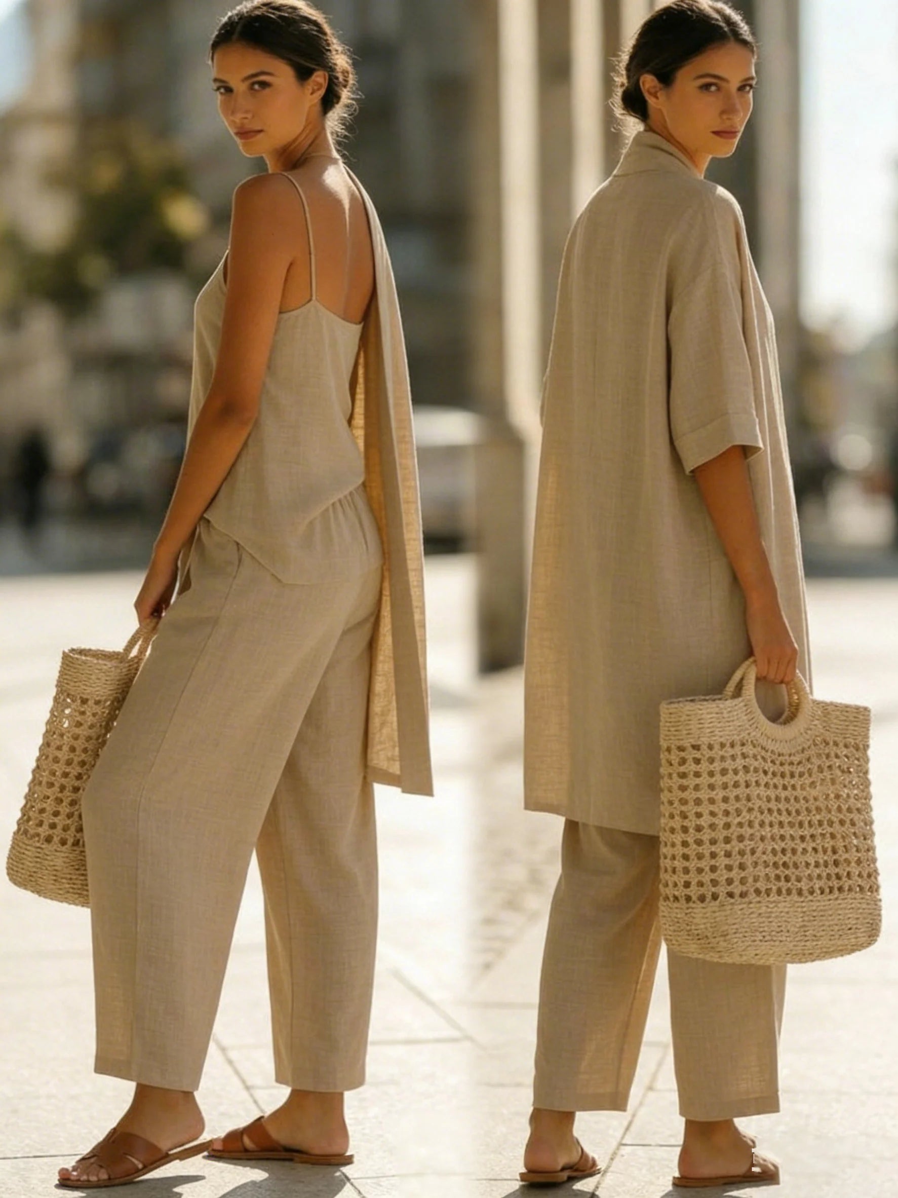 Coordinato Arianna - set 3 pezzi in lino e cotone