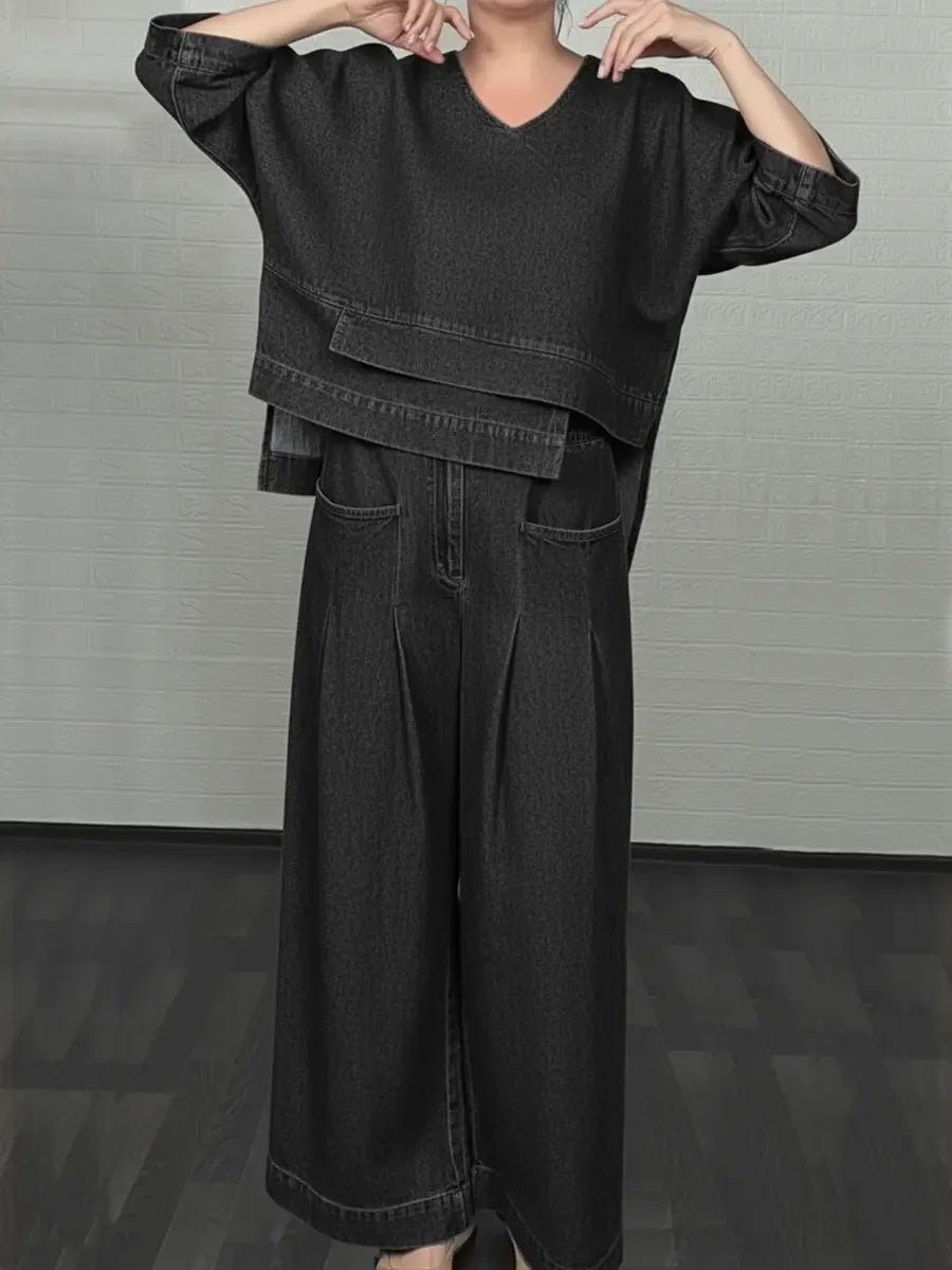 Coordinato Nadia - in cotone demin elasticizzato e leggero