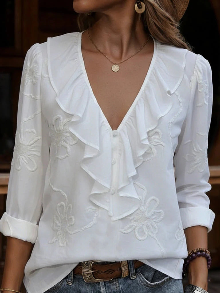 Top con scollo a V Cecilia - in seta e cotone