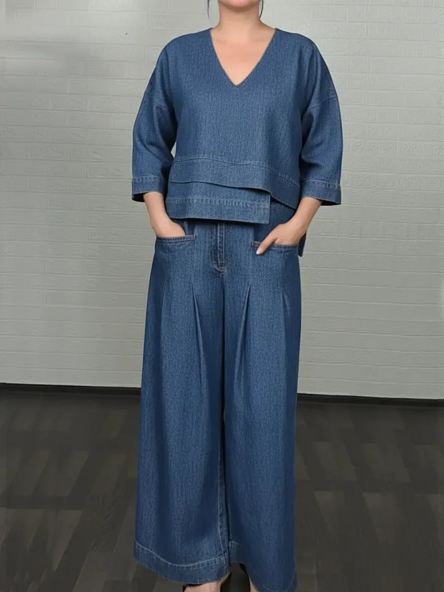 Coordinato Nadia - in cotone demin elasticizzato e leggero