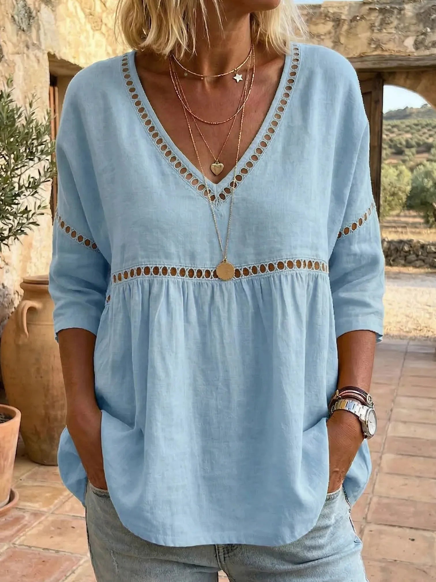 Blusa Lea - in lino e cotone