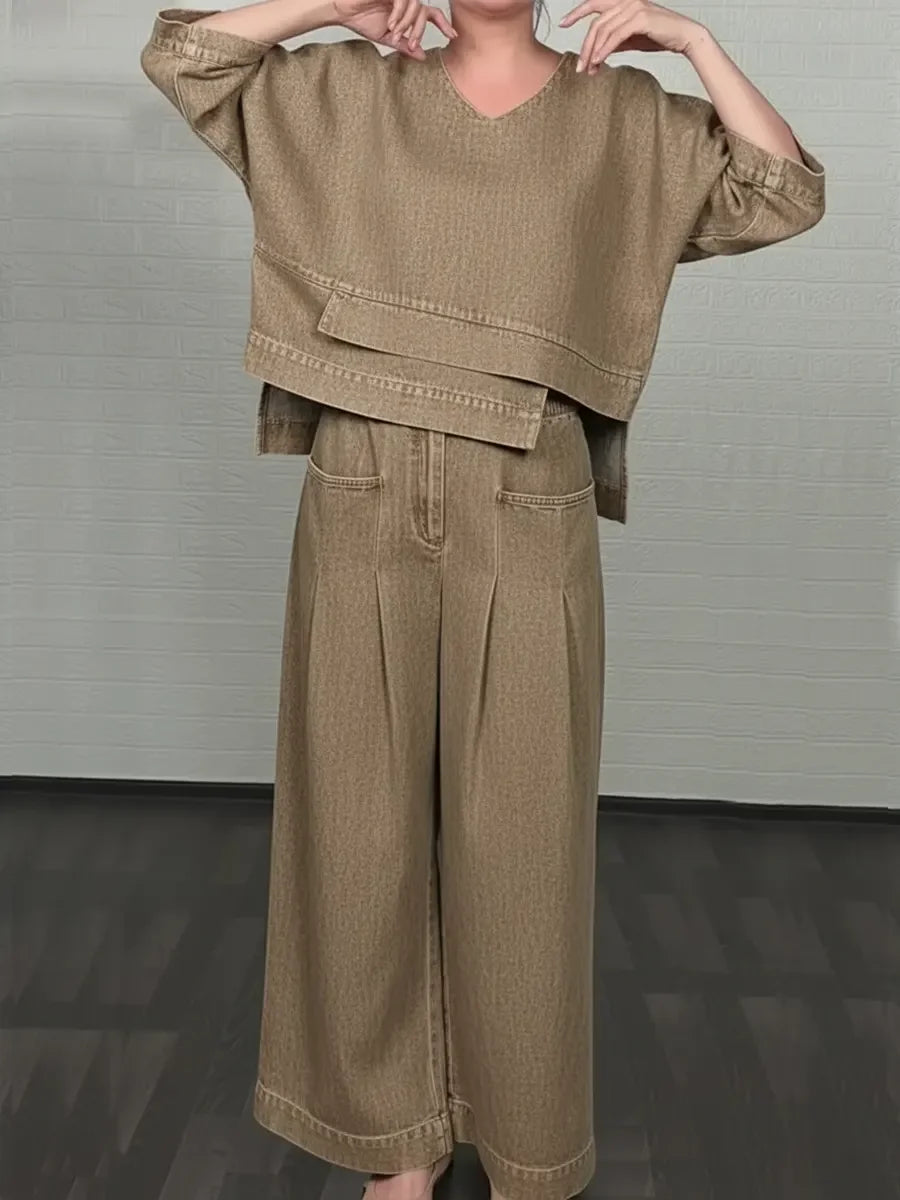 Coordinato Nadia - in cotone demin elasticizzato e leggero