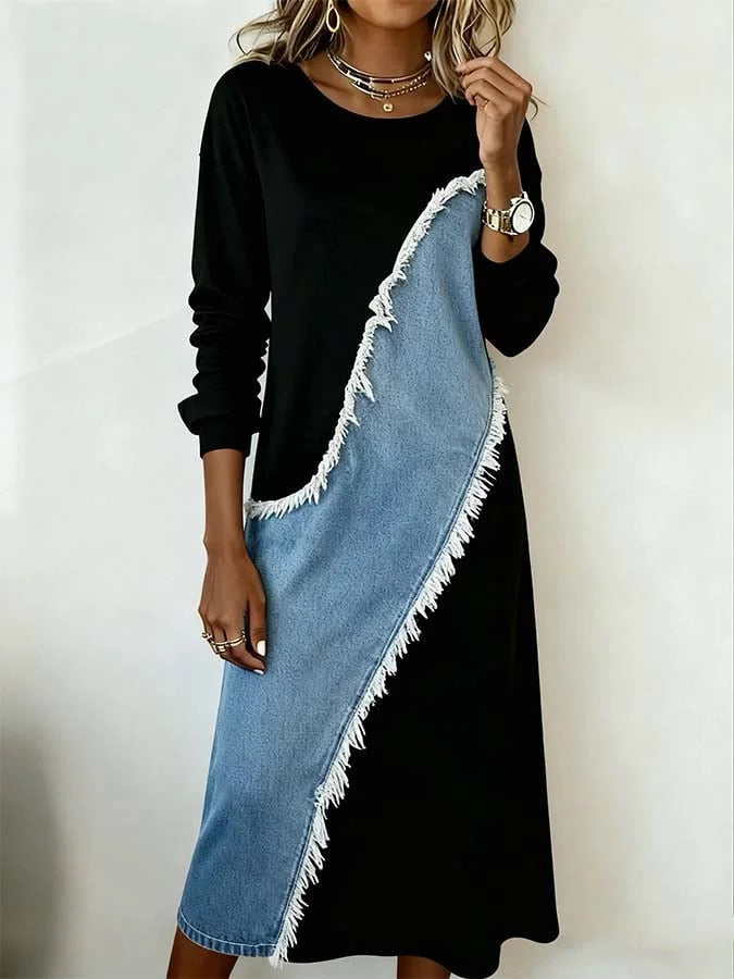 Vestito maria - in cotone con dettagli denim