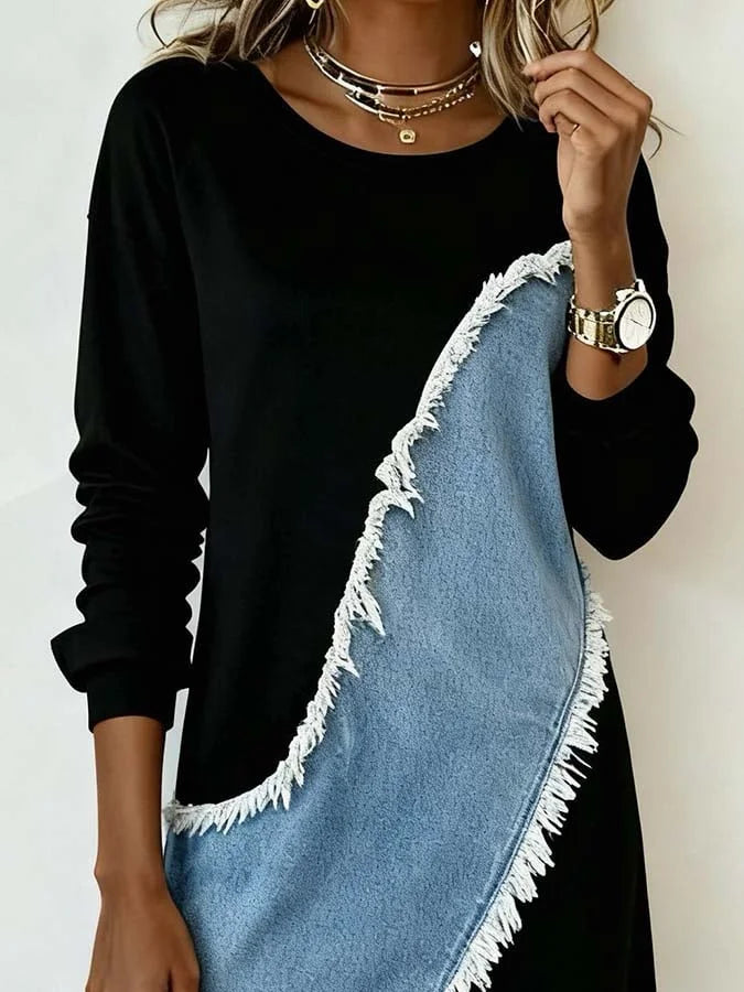 Vestito maria - in cotone con dettagli denim