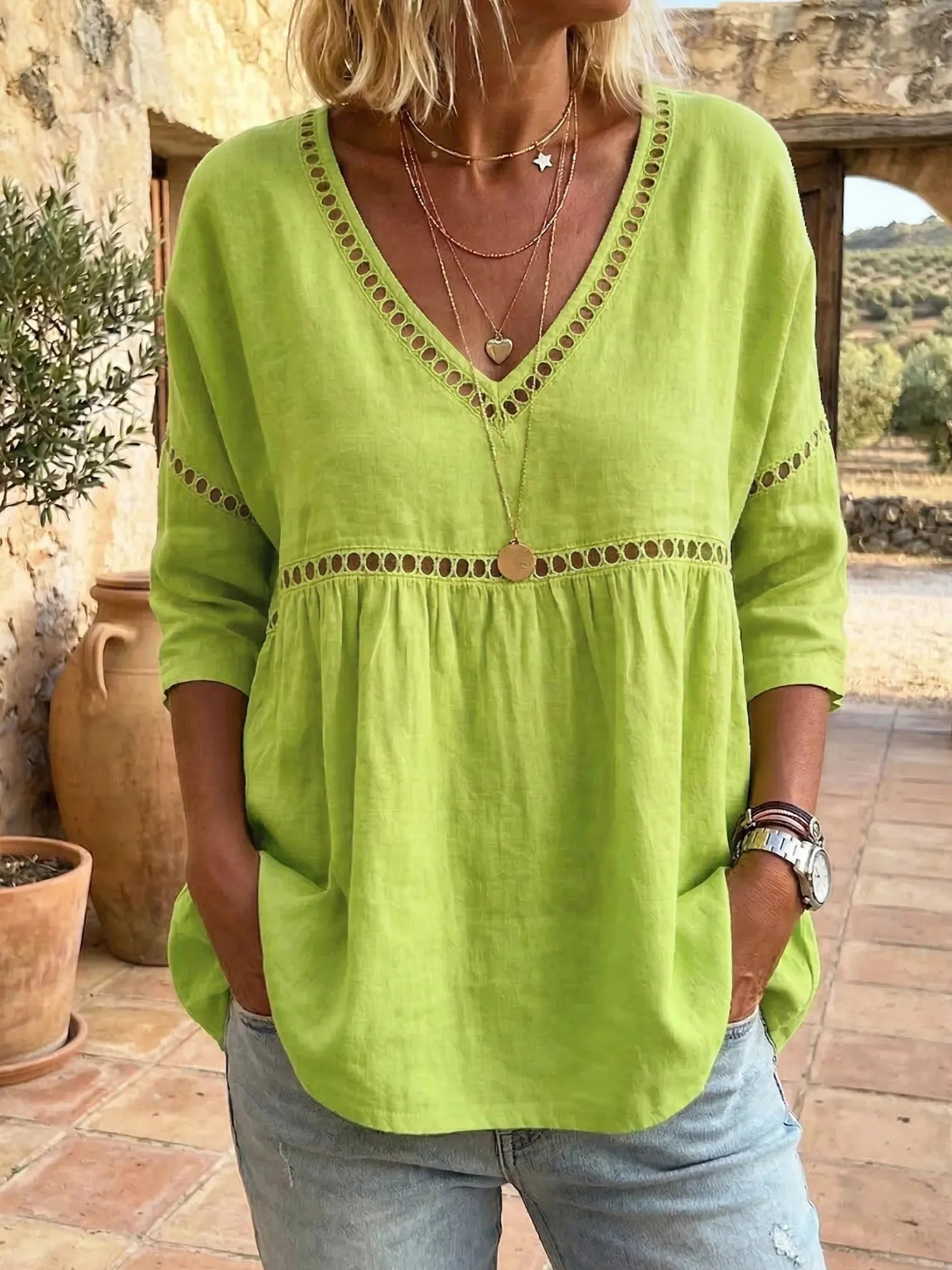 Blusa Lea - in lino e cotone