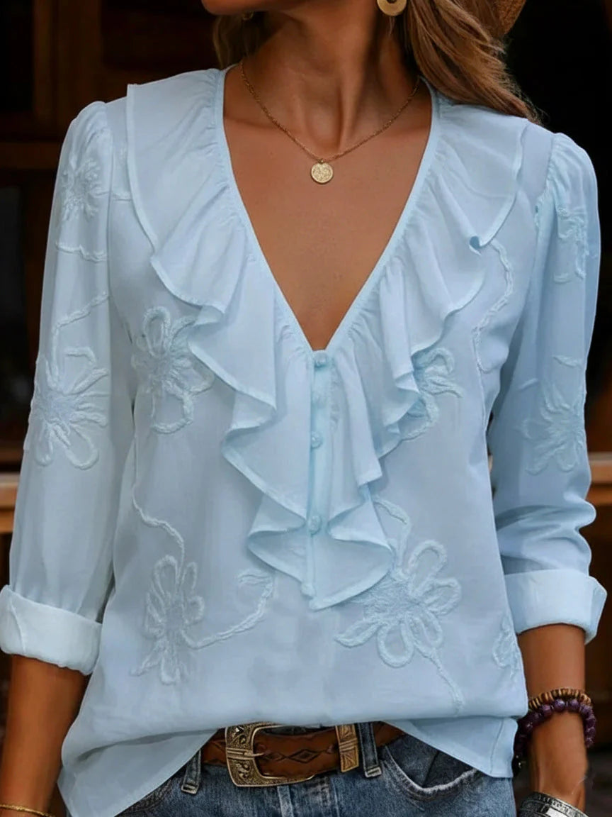 Top con scollo a V Cecilia - in seta e cotone