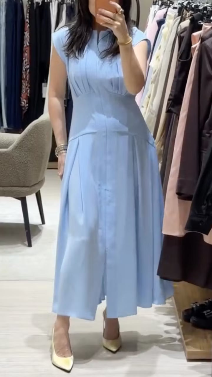 Vestito Celeste  - in lino e cotone