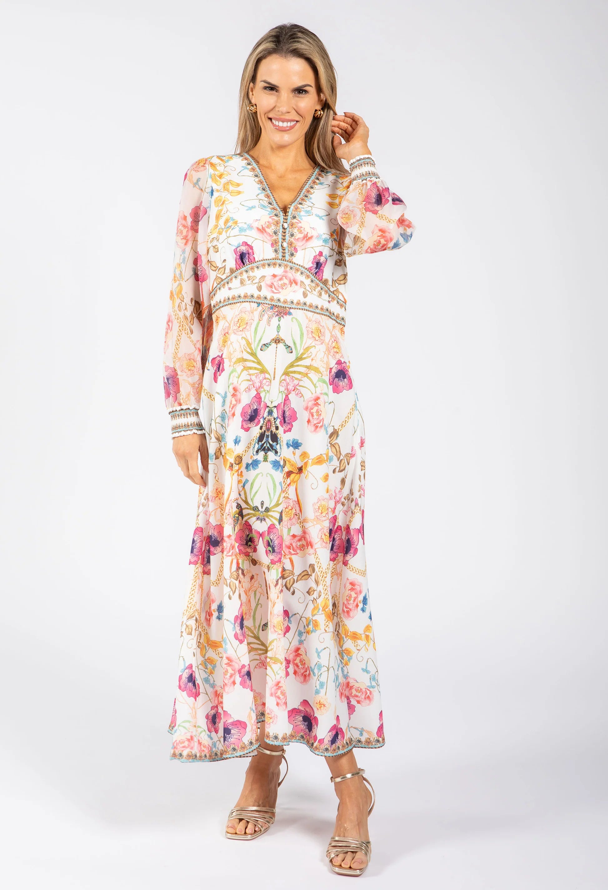 Vestito Serena - con ricami e disegni floreali