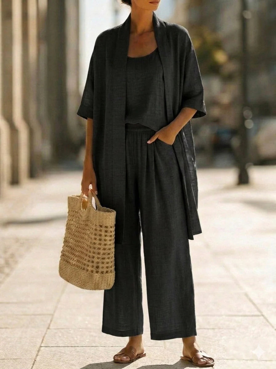 Coordinato Arianna - set 3 pezzi in lino e cotone