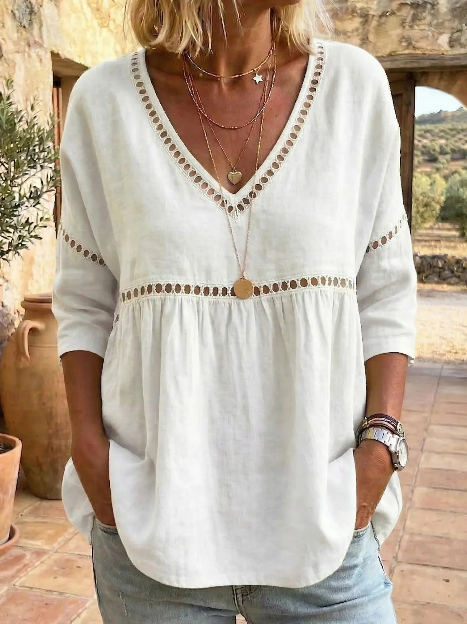 Blusa Lea - in lino e cotone
