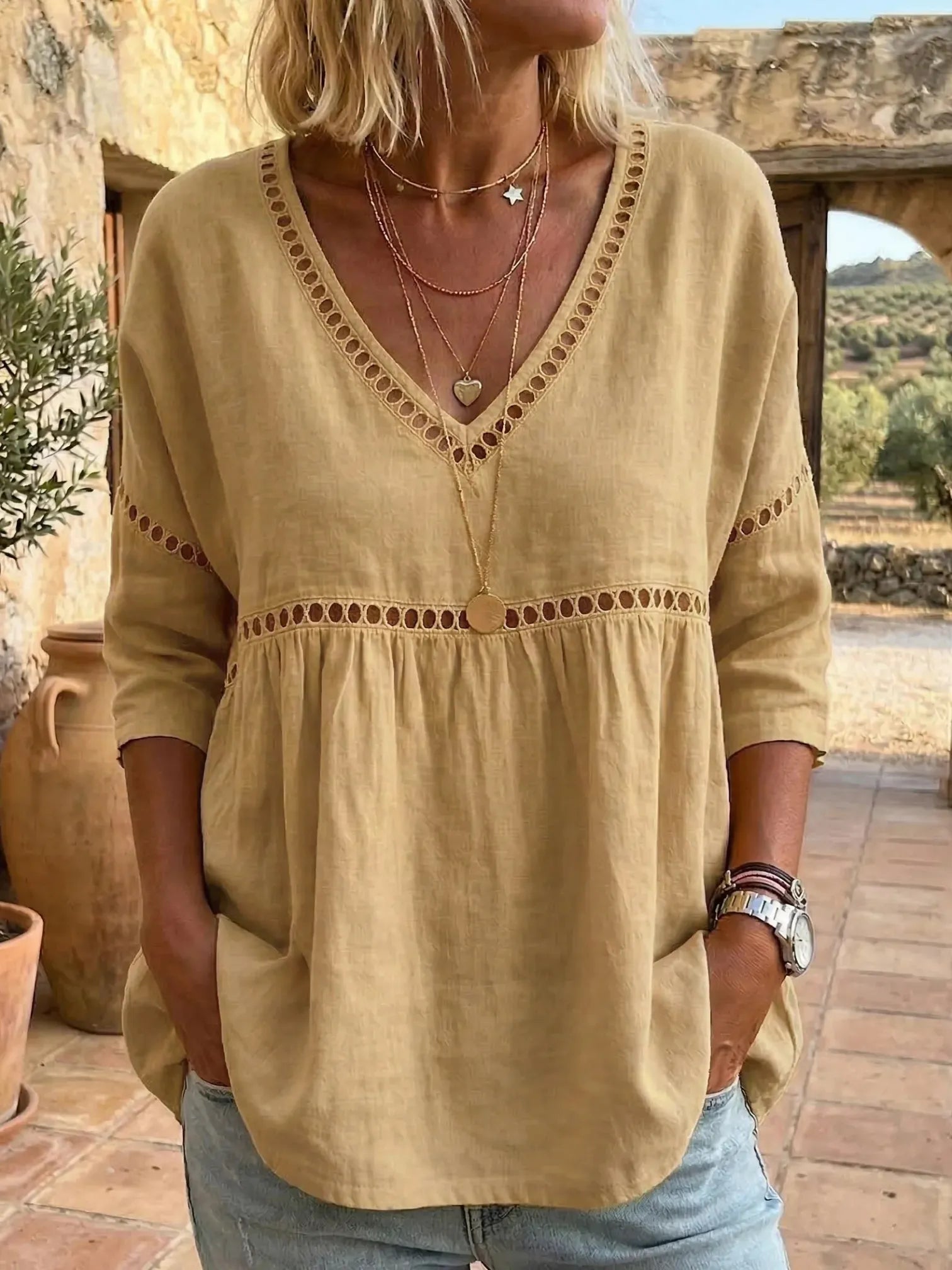 Blusa Lea - in lino e cotone