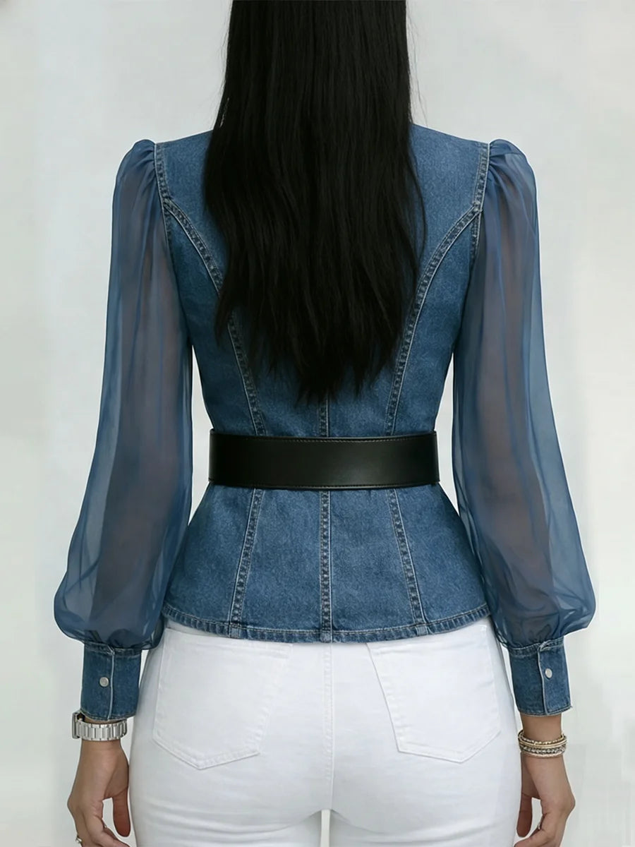 Giacca Alina - in cotone denim leggero (cintura in regalo)