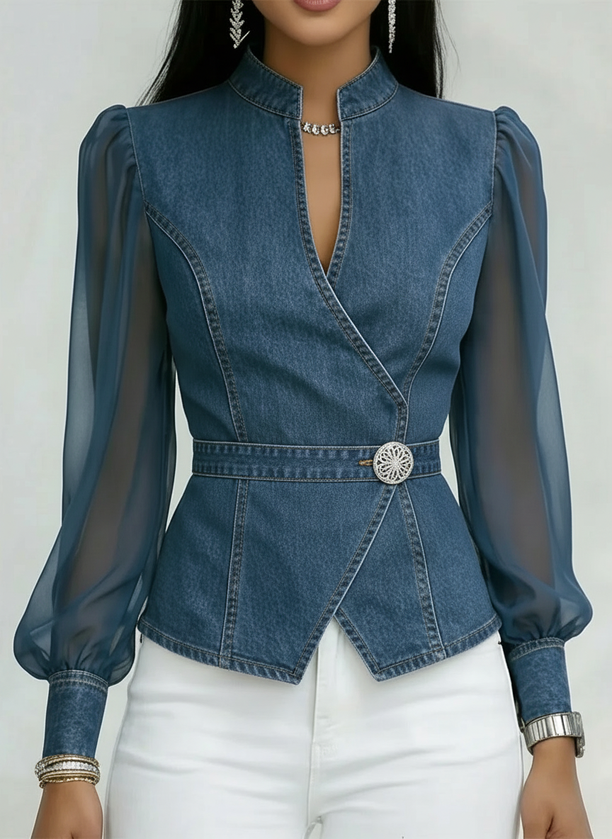 Giacca Alina - in cotone denim leggero (cintura in regalo)