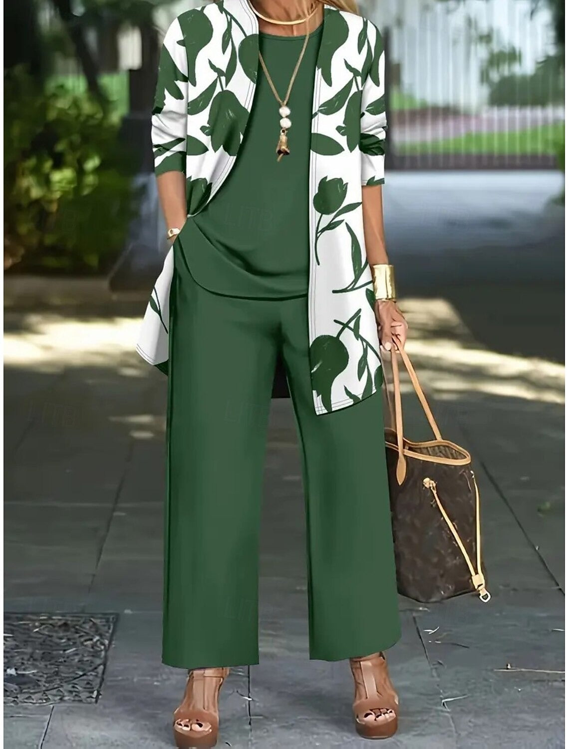 Coordinato Wanda - Pantalone, maglietta e cardigan in seta e cotone