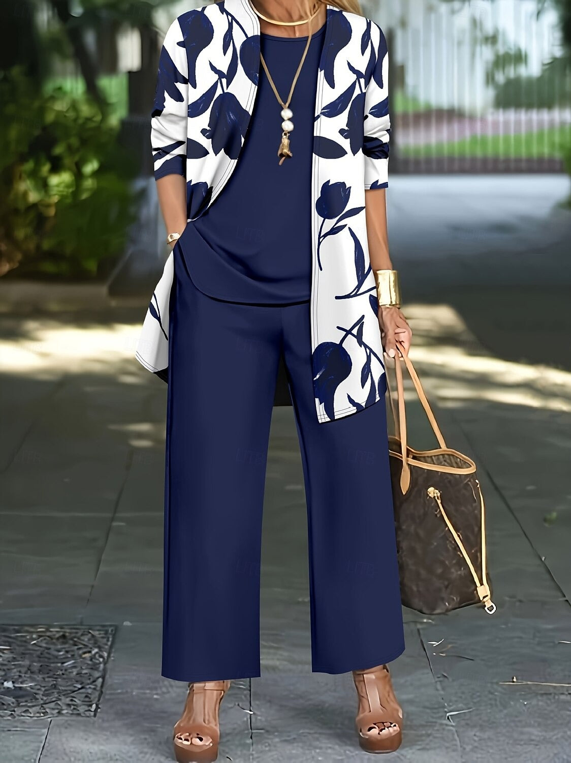 Coordinato Wanda - Pantalone, maglietta e cardigan in seta e cotone