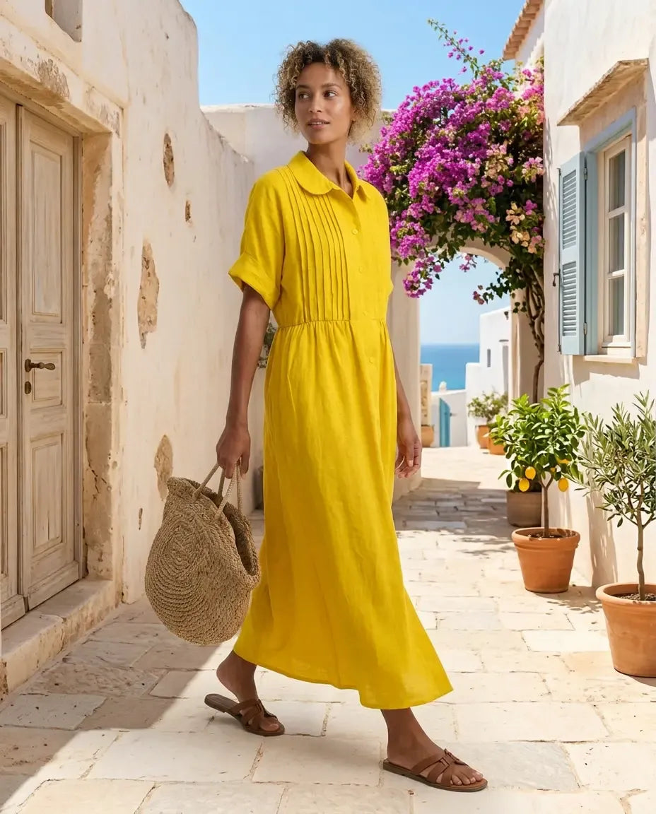 Vestito Eleonor- in lino e cotone