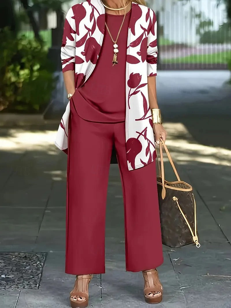 Coordinato Wanda - Pantalone, maglietta e cardigan in seta e cotone