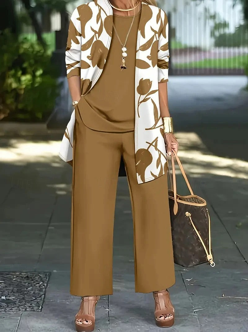 Coordinato Wanda - Pantalone, maglietta e cardigan in seta e cotone