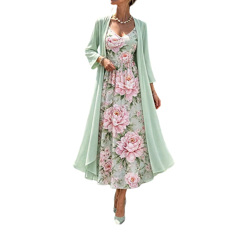 Coordinato Emma - Cardigan + Vestito in seta e cotone